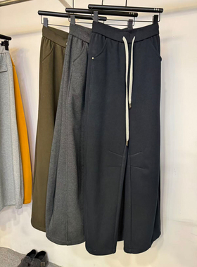 加绒垂感好自由鱼25132高腰直筒裤女冬季宽松休闲长裤弯刀裤子