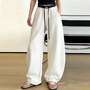 子韩国高腰阔腿卫裤 休闲长裤 女款 宽松弯刀裤 2026春天新款 自由鱼裤
