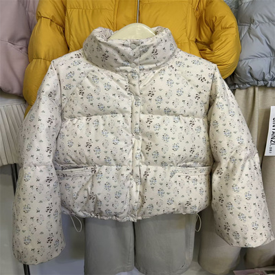 碎花短款羽绒服女装立领