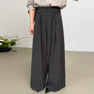 宽松高腰阔腿裤女灰色UP品牌2026春装新款垂感显瘦休闲裤子高级感