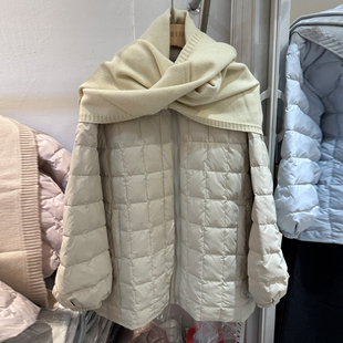 大版型欧货方格羽绒服女款2026年冬季中长款90绒白鸭绒外套休闲风