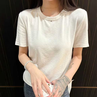 诱惑你8803白色圆领短袖T恤女