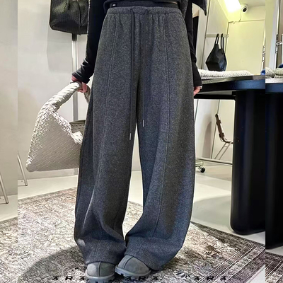 休闲直筒裤灰色垂感长裤子3R3