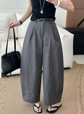 GMS四季青品牌九分裤2025初秋新品爆款慵懒风宽松遮胯阔腿裤子女