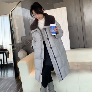 莲依莲羊羔毛大翻领长款羽绒服女冬季新款90白鸭绒过膝巨好看外套