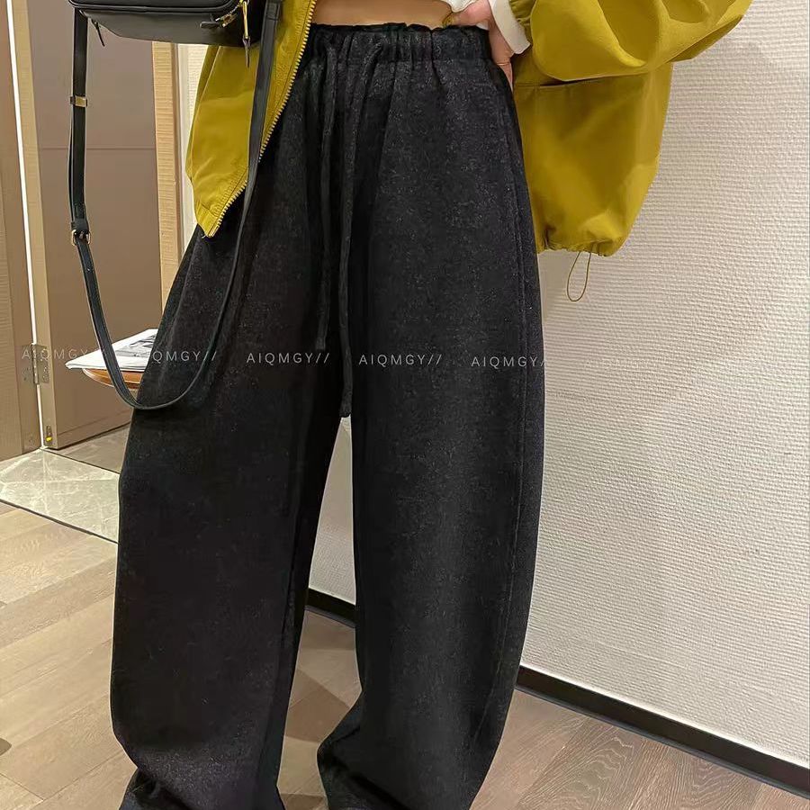 衣啦啦舒适极简抽绳松紧腰休闲裤