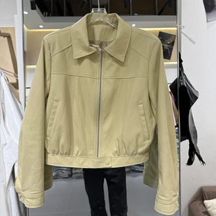 一点点9502韩版翻领pu皮衣外套女短款宽松拉链夹克小个子穿搭上衣