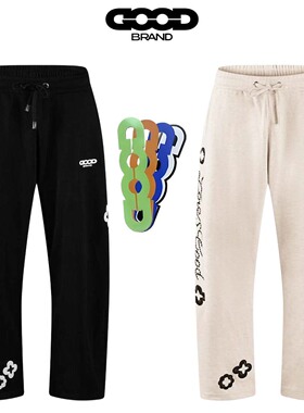 GOODBRAND 2025FW GOOD LOVES小花标语轻奢时尚休闲卫裤男女同款