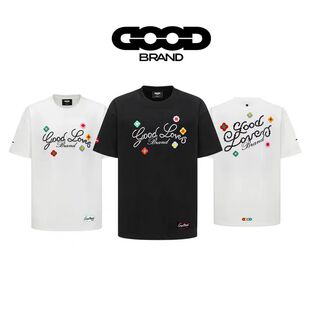GOODBRAND 高级感短袖 T恤男女情侣款 3D立体刺绣花朵标语轻奢时尚