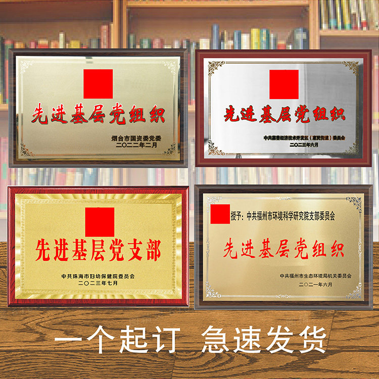 七一沙金木托牌匾先进党支部铜奖牌定做先进基层党组织集体订制
