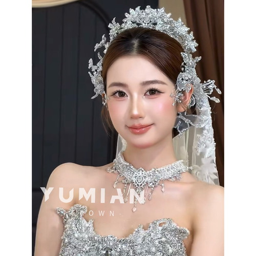 YuG｜新娘主纱皇冠弹弹蝴蝶皇冠超闪