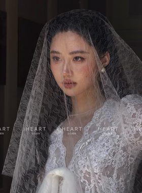 TM｜高透玫瑰蕾丝头纱设计款新娘2m