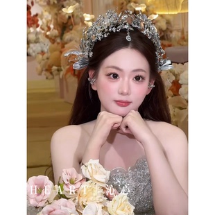 TM|A31 全锆石精灵皇冠新娘仙气礼服主纱搭配 精灵之翼