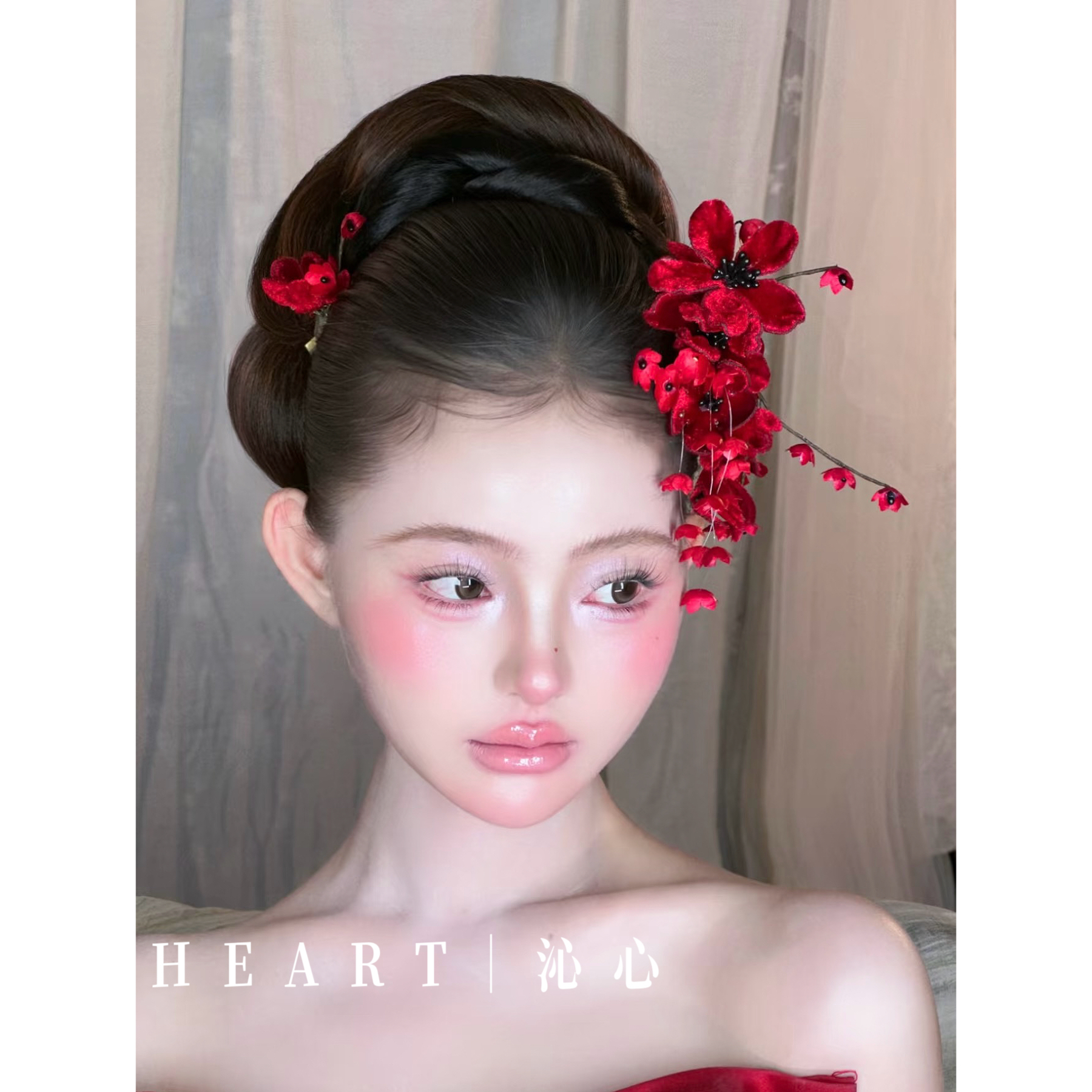 TM｜杰子老师同款 红色丝绒新中式敬酒服搭配两件套