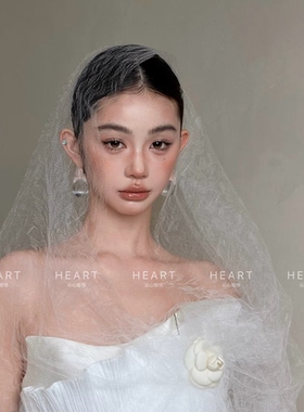 TM｜高透玫瑰蕾丝头纱设计款新娘2m