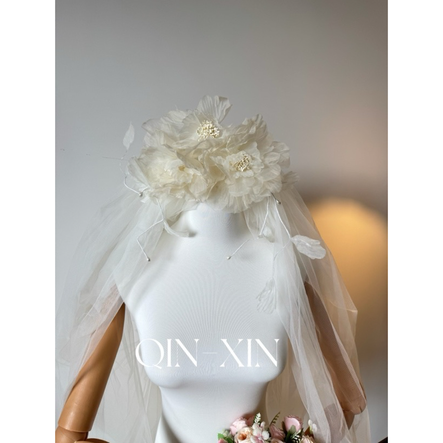 TM｜QHT2大头纱纱花蓬蓬头纱新娘主纱搭配（配耳夹