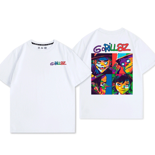 街头霸王Gorillaz乐队联名情侣t恤动漫卡通周边纯棉短袖夏季男装