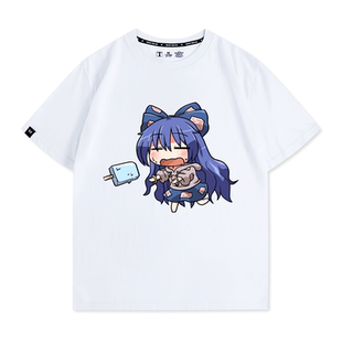 东方project凭依华周边情侣T恤贫穷神依神紫苑联名落肩纯棉短袖男