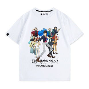 鲁邦三世动漫周边短袖男装次元大介五右卫门联名夏季落肩情侣T恤