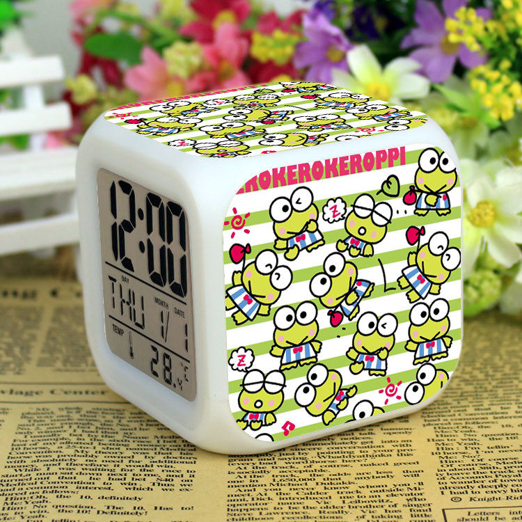 keroppi大眼蛙可洛比学生儿童宿舍用卡通静音床头夜光可充电闹钟