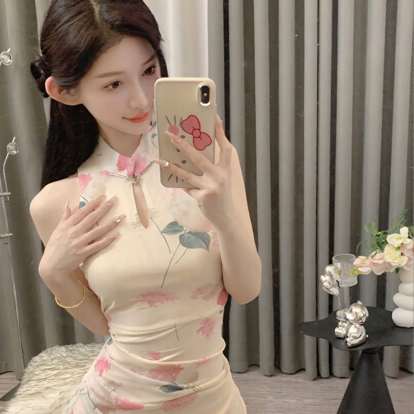 新中式改良旗袍连衣裙高开叉裙子