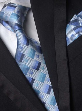 出口外贸MECCA原单桑蚕丝男士商务正装绿色真丝领带+方巾纳米定型