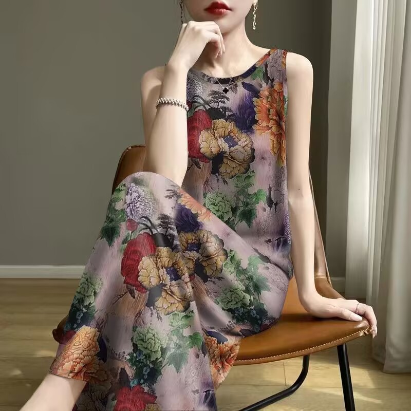 清仓捡漏-2025夏新款修身减龄遮肚妈妈装背心吊带中长款连衣裙女