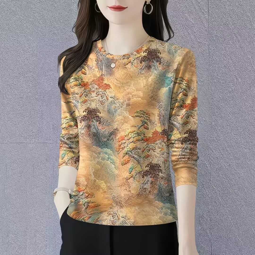 打底衫新款时尚简约秋冬薄圆领