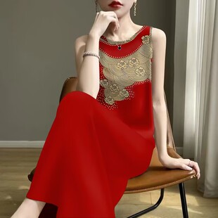 背心吊带中长款 清仓捡漏 减龄遮肚妈妈装 修身 连衣裙女 2025夏新款