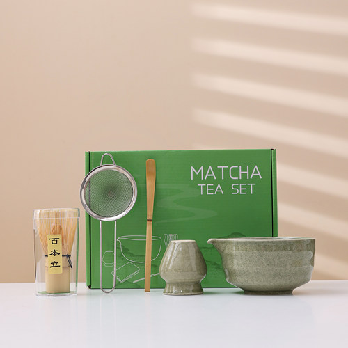 Matcha set日式百本立抹茶茶具套装陶瓷茶筅立竹制茶刷茶道工具