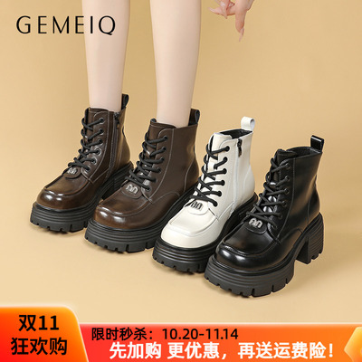 戈美其真皮马丁靴断码清仓女鞋潮