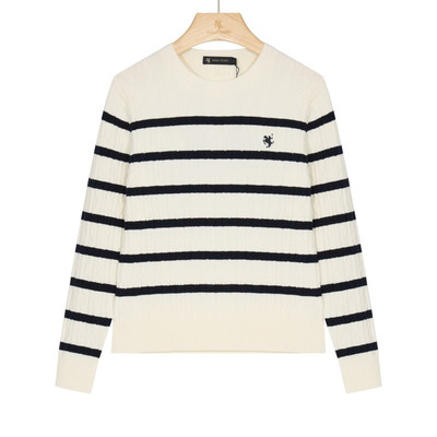 保罗彼得专柜同款女士新款时尚简约圆领舒适条纹针织衫YUECZ00190