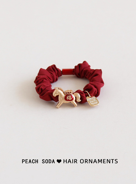 本命年红色小马发圈复古新中式高级感小肠圈扎头发橡皮筋简约头绳