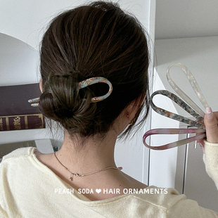 复古醋酸材质u形发簪气质新中式 盘发簪子简约高级感丸子头发饰女