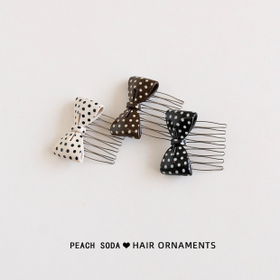 醋酸材质 波点蝴蝶结倒插梳精致甜美刘海发梳发卡女头饰 韩系时尚