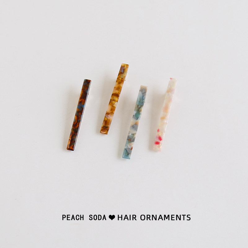 发夹简约气质侧边夹醋酸刘海夹法式鸭嘴夹水墨豹纹树脂一字夹头饰