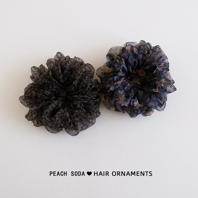 蓬松慵懒风欧根纱大号发圈扎头发绳2025新款高级感碎花大肠圈头绳