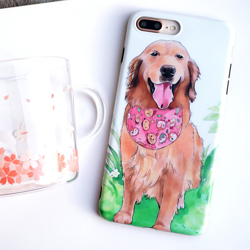 苹果iphone6s手机壳金毛犬软壳Xr黑边7plus/8卡通X全包Xs Max可爱