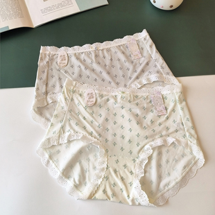 贝莱娅3413碎花少女中腰内裤 桑蚕丝裆 小清新透气三角裤 头2025新款