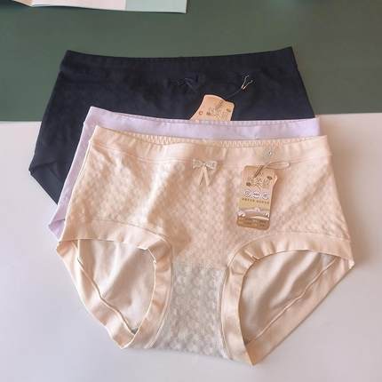 花仙子内裤女舒柔棉2024中腰莫代尔棉提花蝴蝶结7A抗菌石墨烯三角