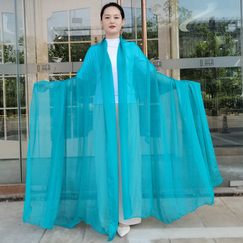 孔雀蓝丝巾防晒沙滩围巾披肩