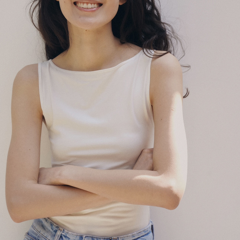 设计感小众简约纯色一字领时尚无袖背心修身气质百搭t恤上衣女夏