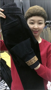 老爹裤 休闲裤 百搭学生束脚裤 哈伦裤 潮 子女2023秋冬高腰宽松牛仔裤