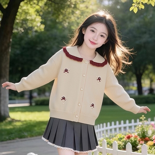 女童毛衣开衫春装2026新款儿童时尚韩版小女孩中大童针织外套洋气