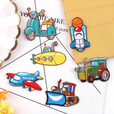 卡通飞机刺绣自粘衣服补丁贴