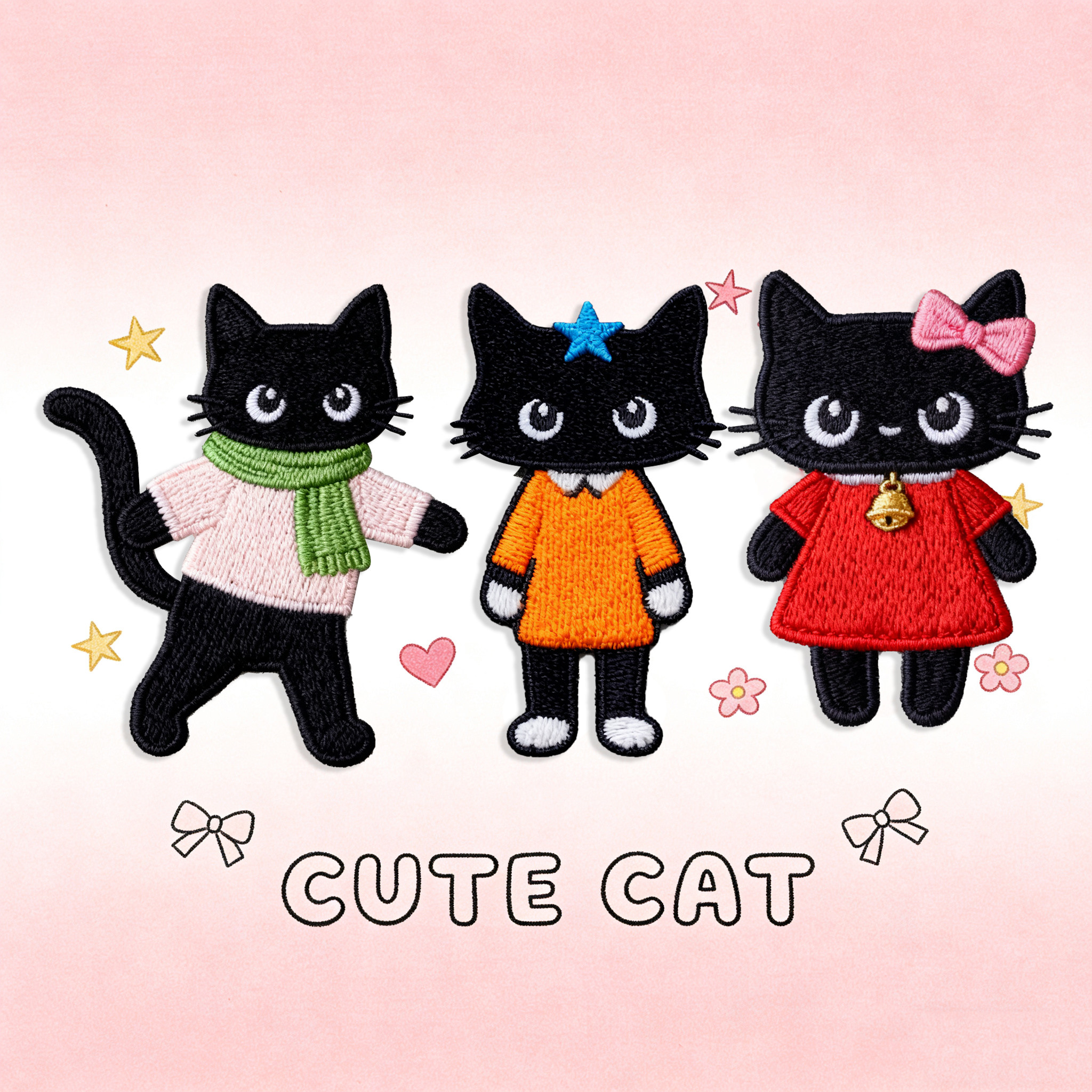 原创黑白色小猫自粘刺绣贴衣服补丁贴羽绒服修补破洞装饰布贴贴纸,居家布艺,布贴,淘宝优惠券,粉丝福利购,淘宝优惠卷