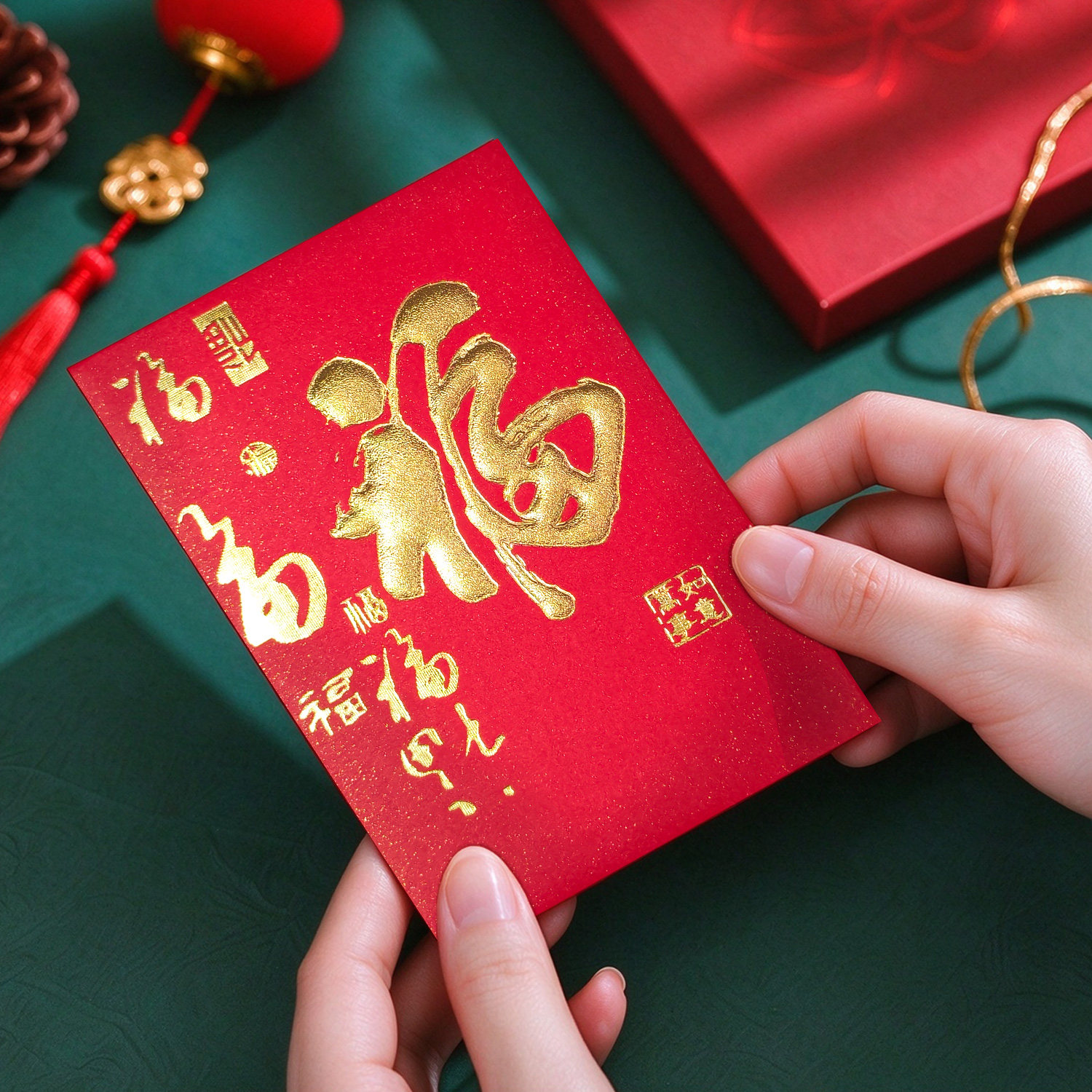 新款福字珠光纸红包广东加厚烫金人情利是封过新年春节通用红包袋