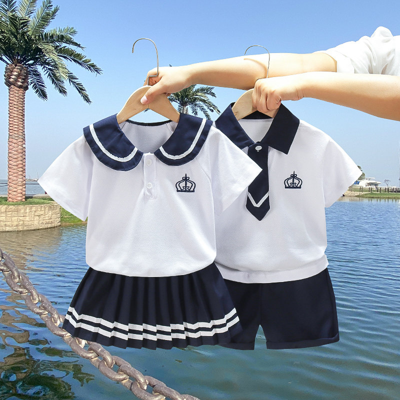 男女童短袖套装夏季兄妹姐弟装幼儿园服儿童宝宝学院风六一表演服