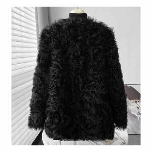 2025秋冬新款顽童托卡皮毛一体毛毛外套女加厚人造羊卷毛环保皮草