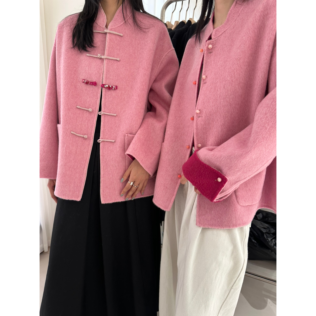 金-推高端大衣新中式立领双扣修身羊毛外套（含100澳毛）121-C010